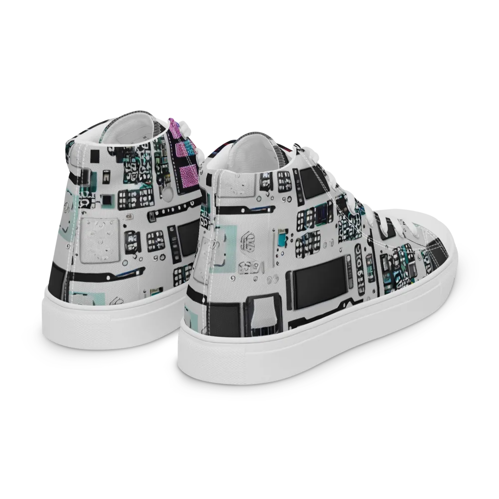 Wired Wonders on Women's High Top Canvas Shoes — Right Back