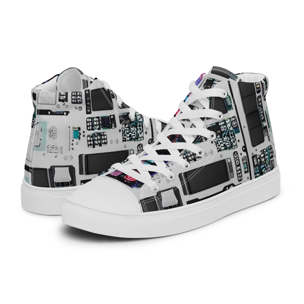 Wired Wonders on Women's High Top Canvas Shoes — Left