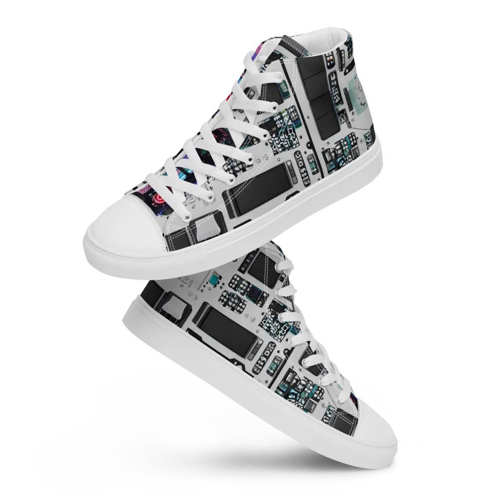 Wired Wonders on Women's High Top Canvas Shoes — Front