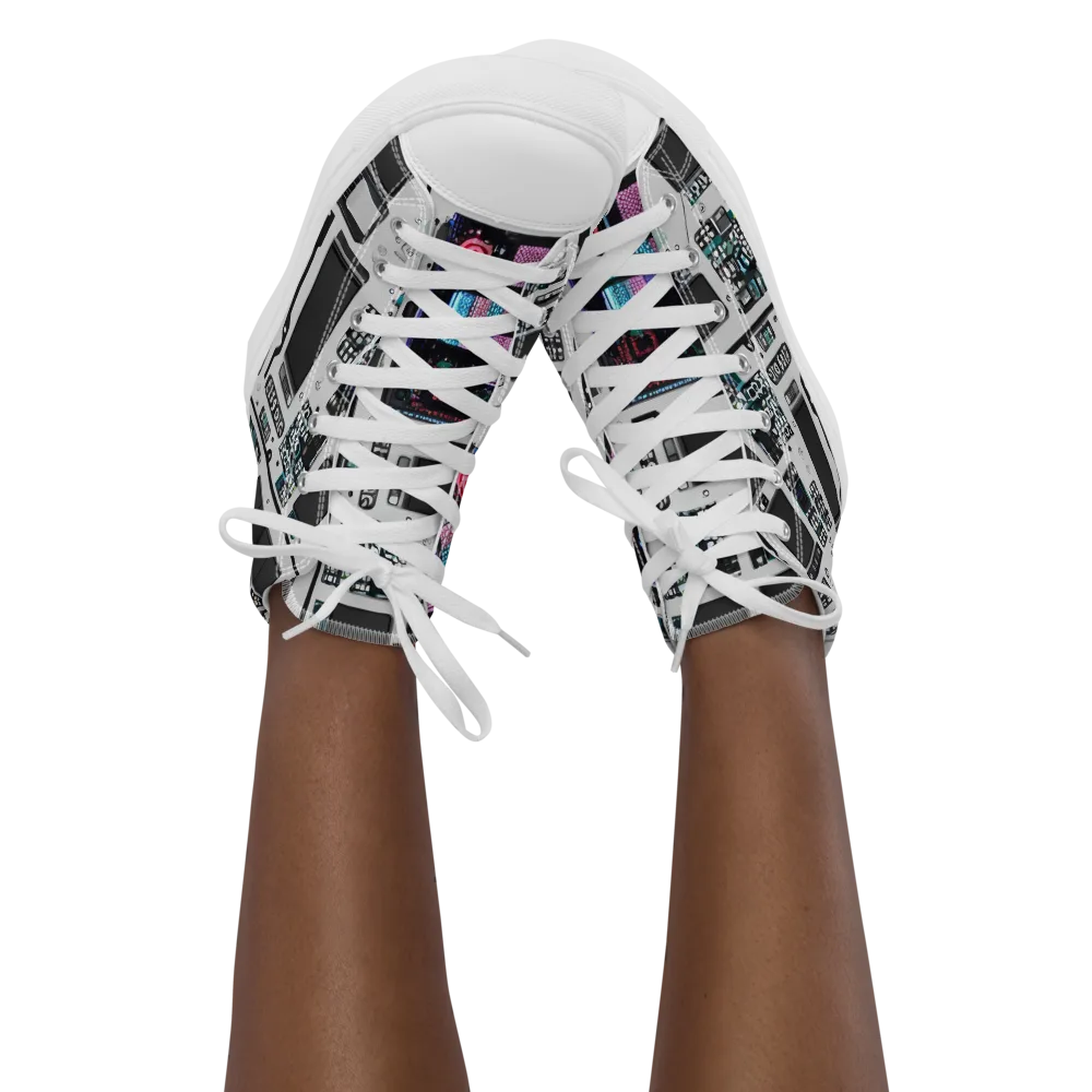 Wired Wonders on Women's High Top Canvas Shoes — Front