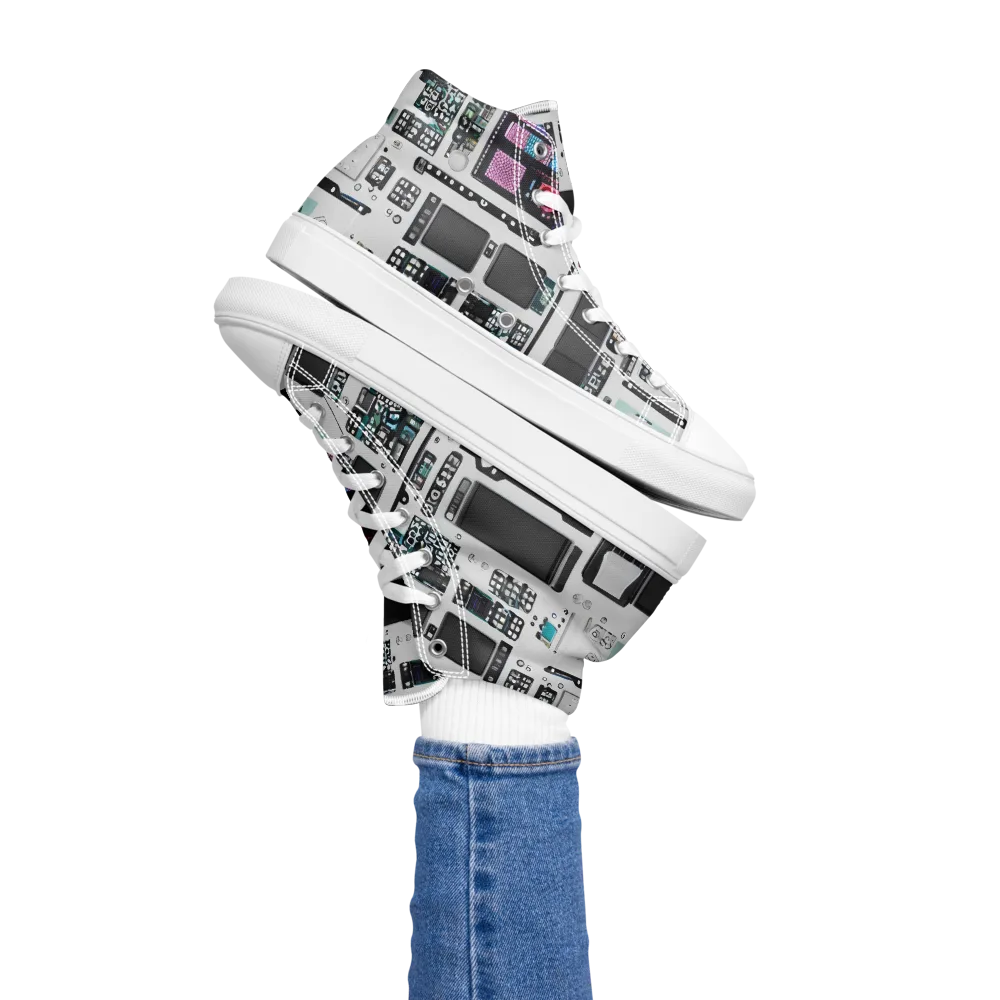 Wired Wonders on Women's High Top Canvas Shoes — Left