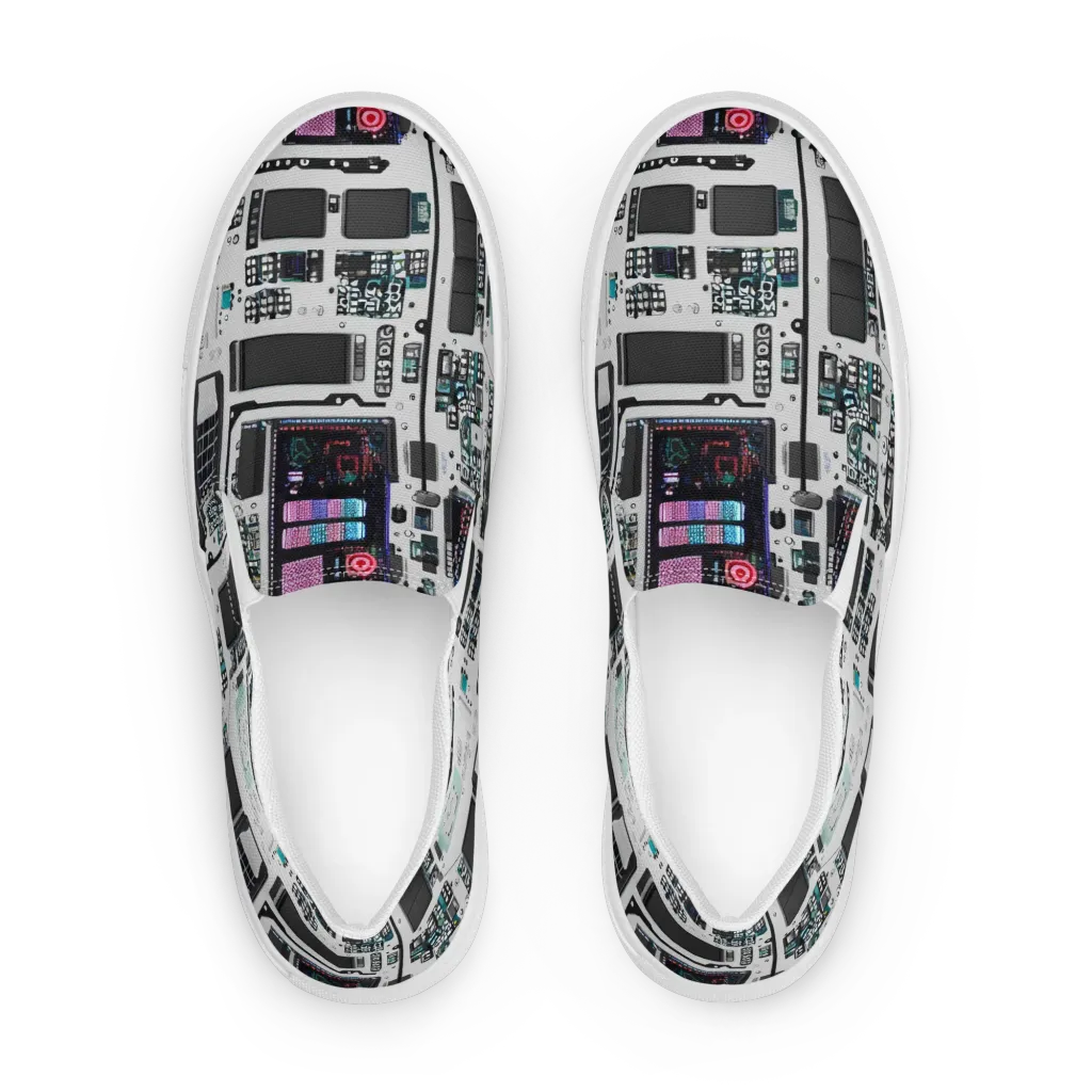 Wired Wonders on Men's Slip-On Canvas Shoes — Front