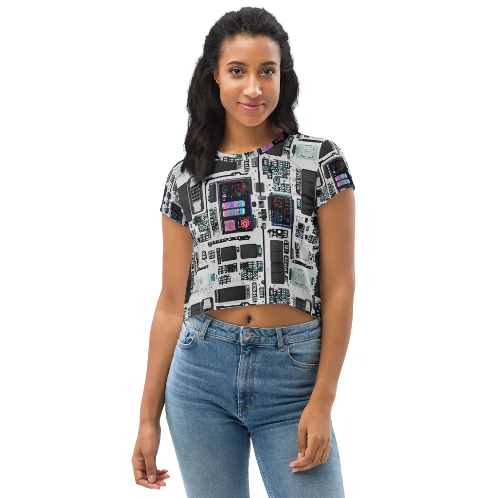 Wired Wonders on Crop Tee — Front