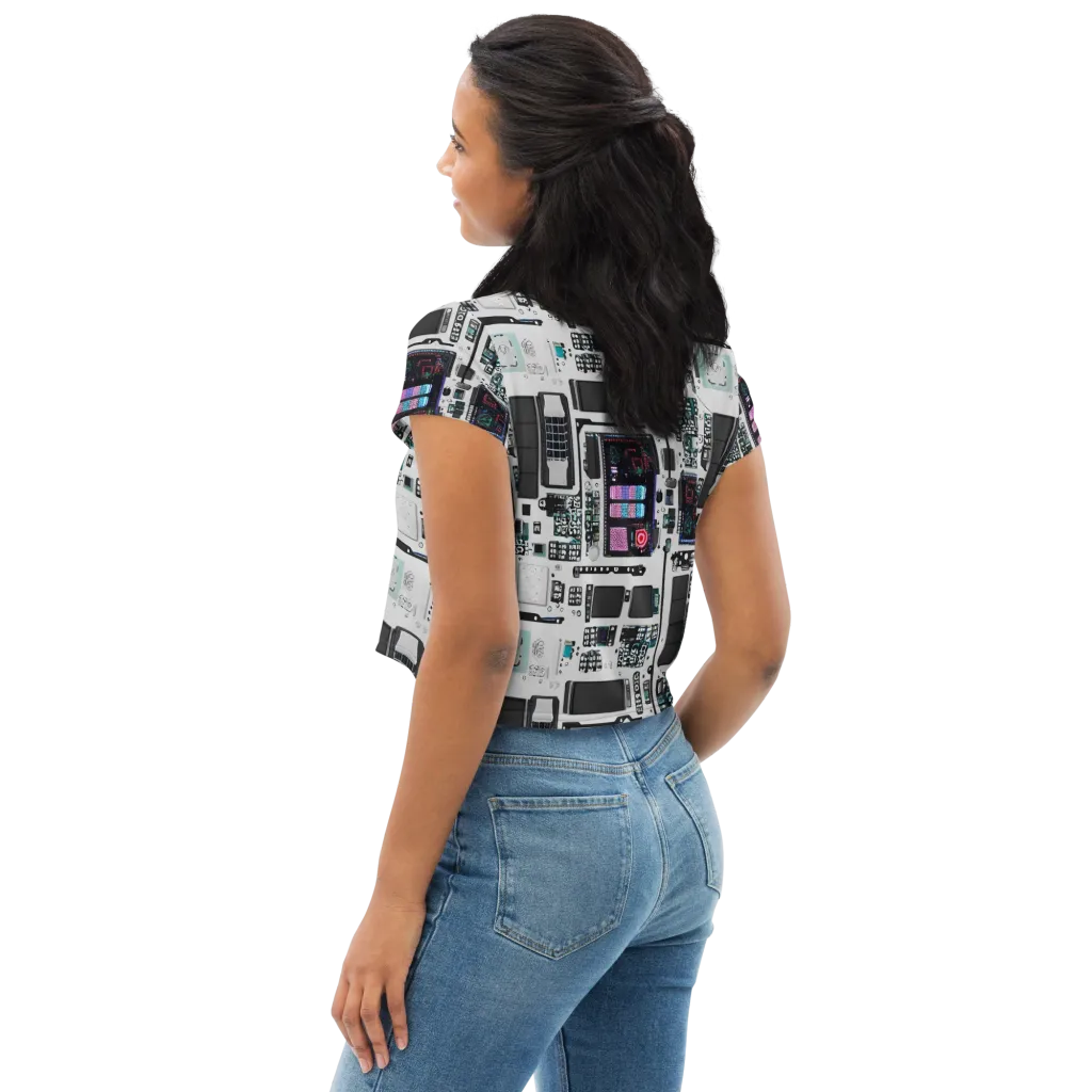 Wired Wonders on Crop Tee — Left Back