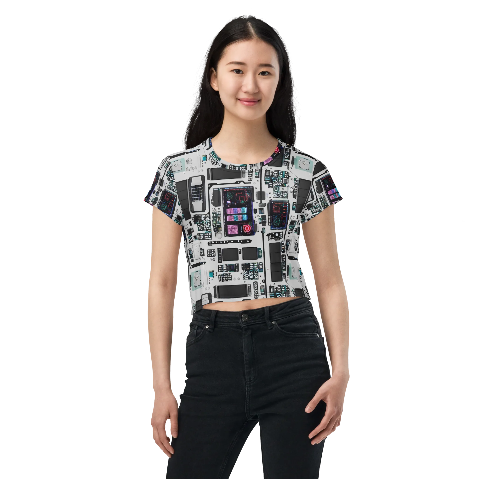 Wired Wonders on Crop Tee — Front