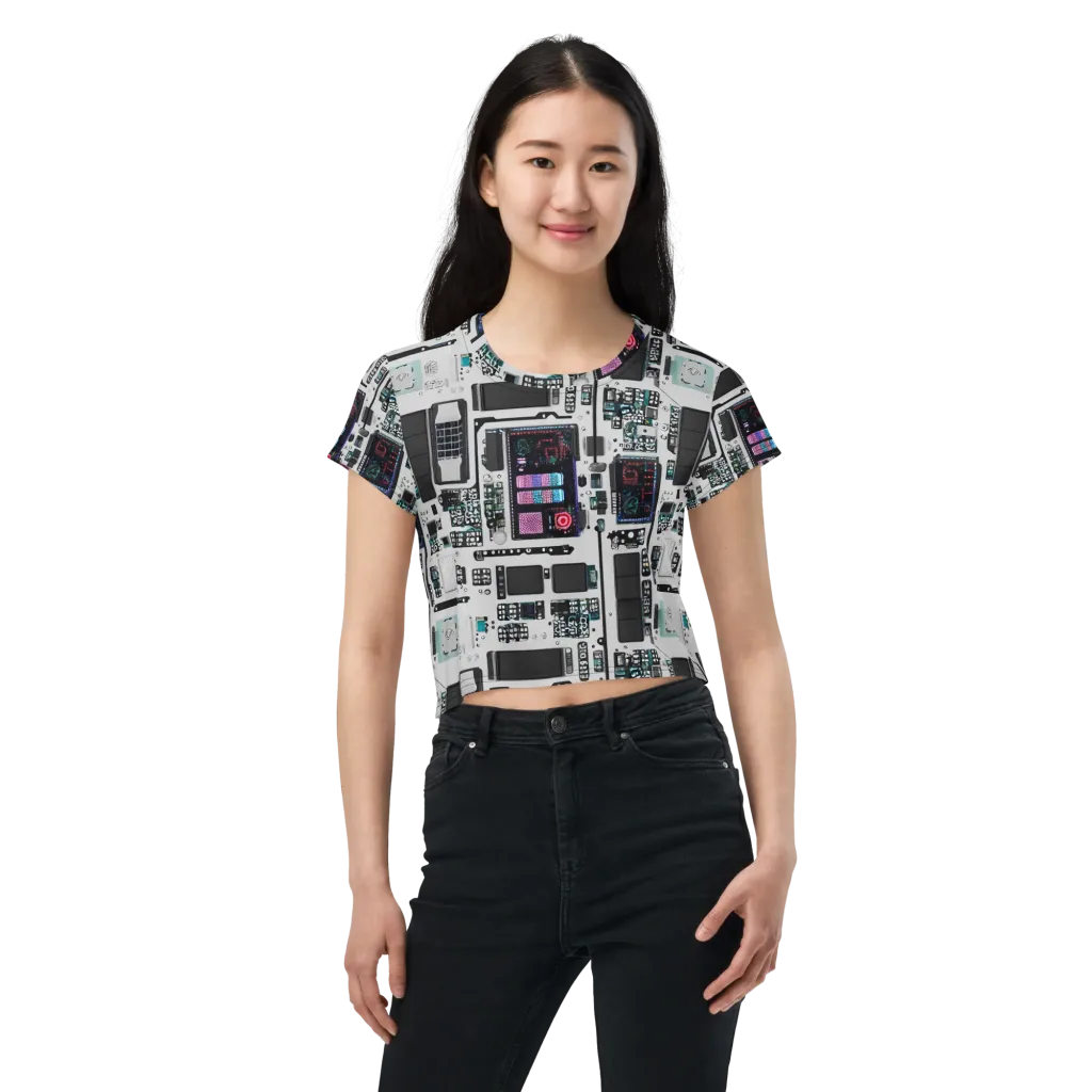 Wired Wonders on Crop Tee — Front