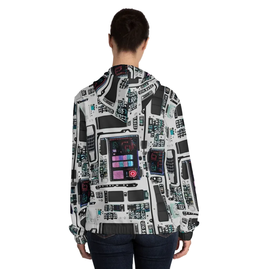 Wired Wonders on Women's Full-Zip Hoodie — Back On Person