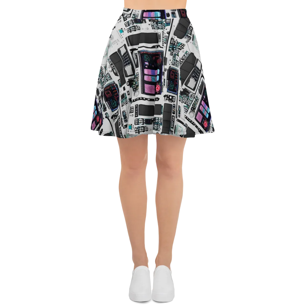 Wired Wonders on Skater Skirt — Front