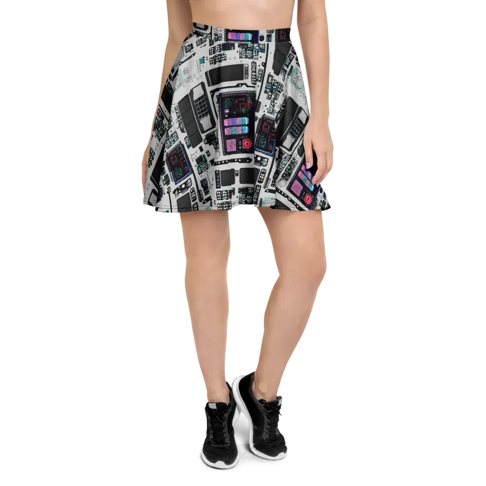 Wired Wonders on Skater Skirt — Front