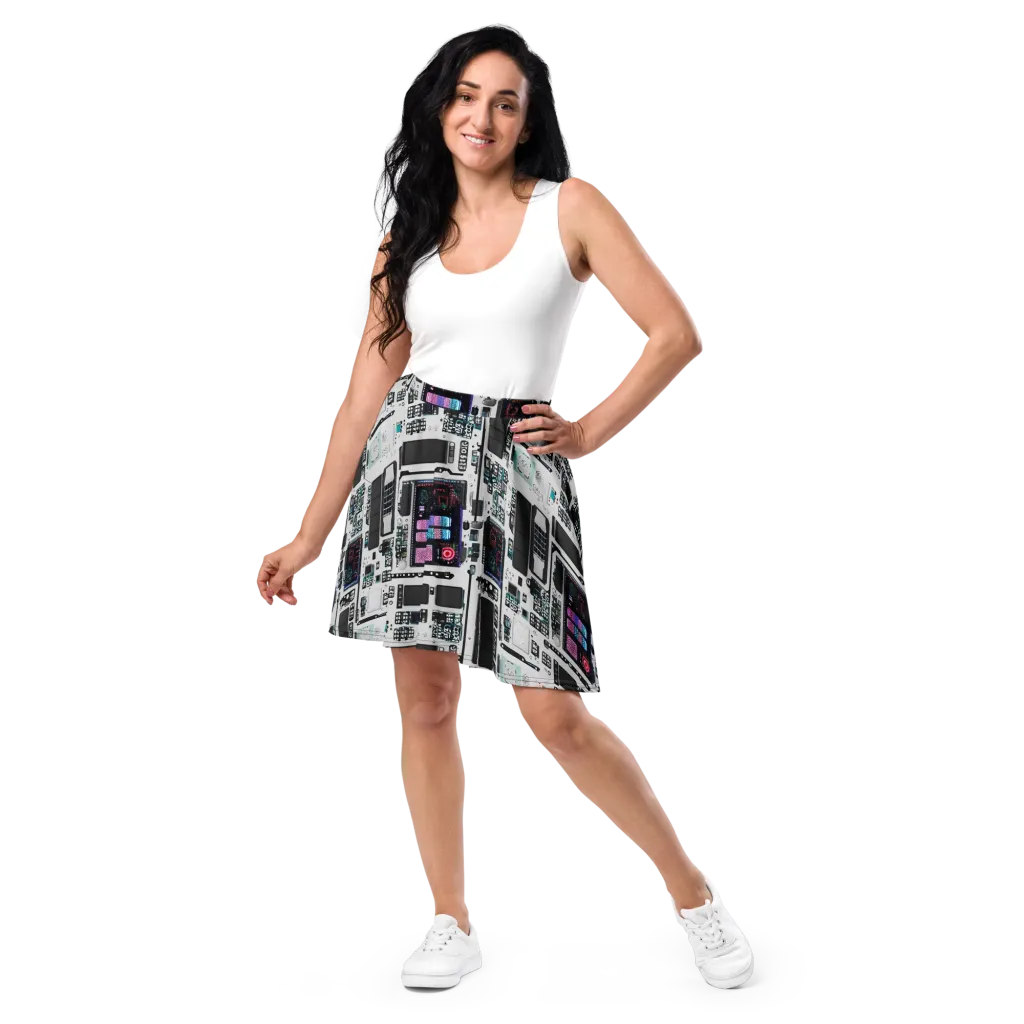 Wired Wonders on Skater Skirt — Front