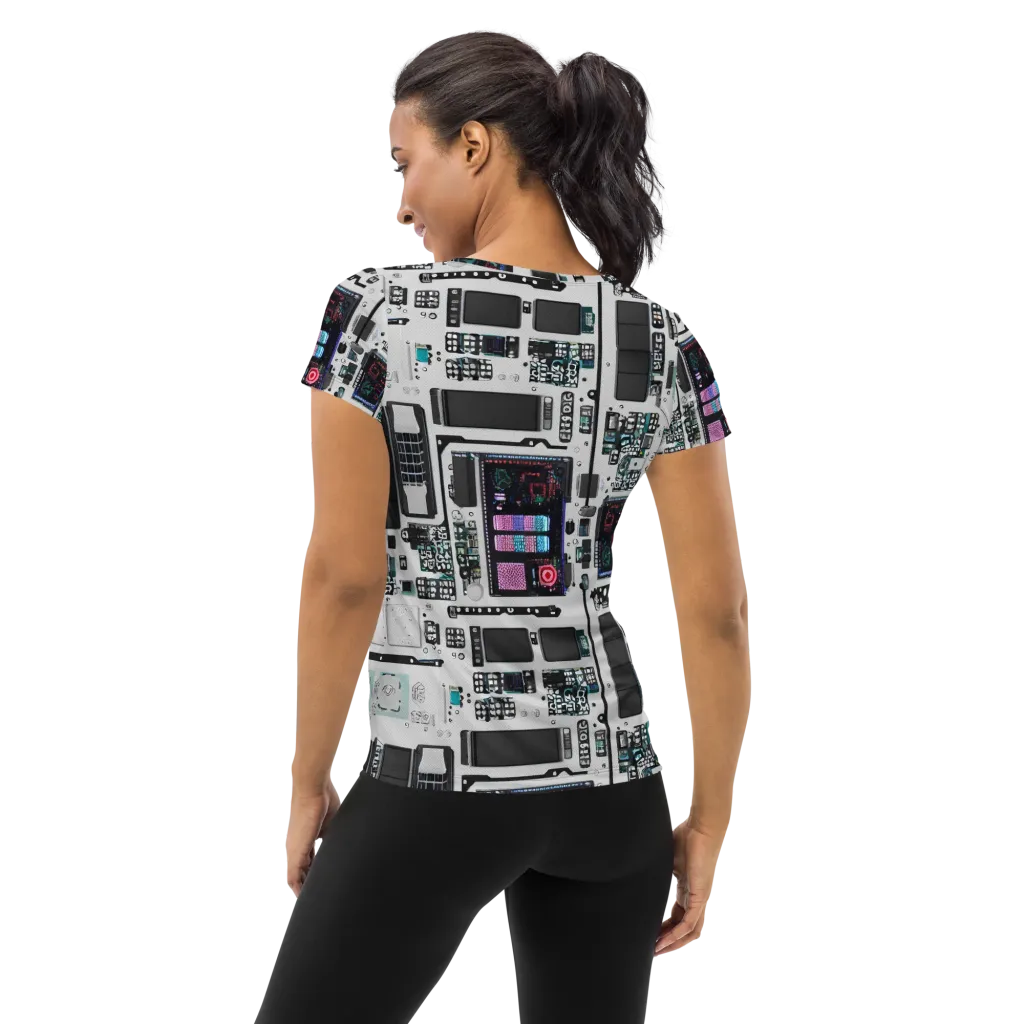 Wired Wonders on Women's Athletic T-Shirt — Back
