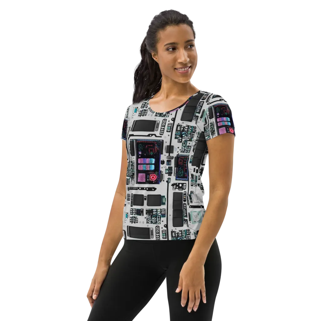 Wired Wonders on Women's Athletic T-Shirt — Left