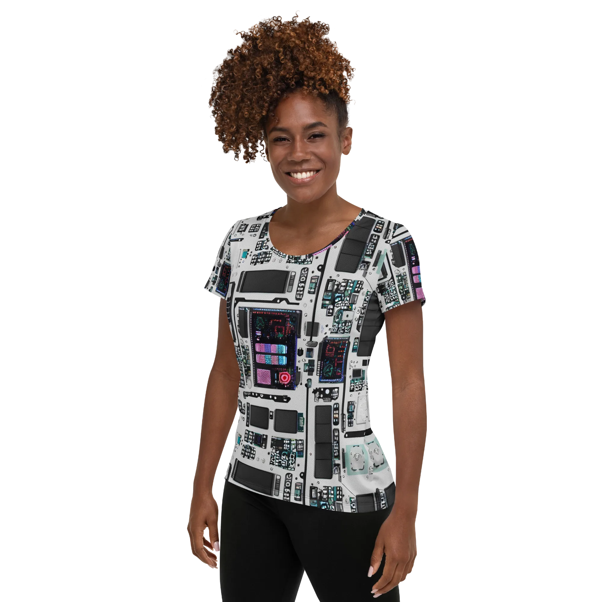 Wired Wonders on Women's Athletic T-Shirt — Left