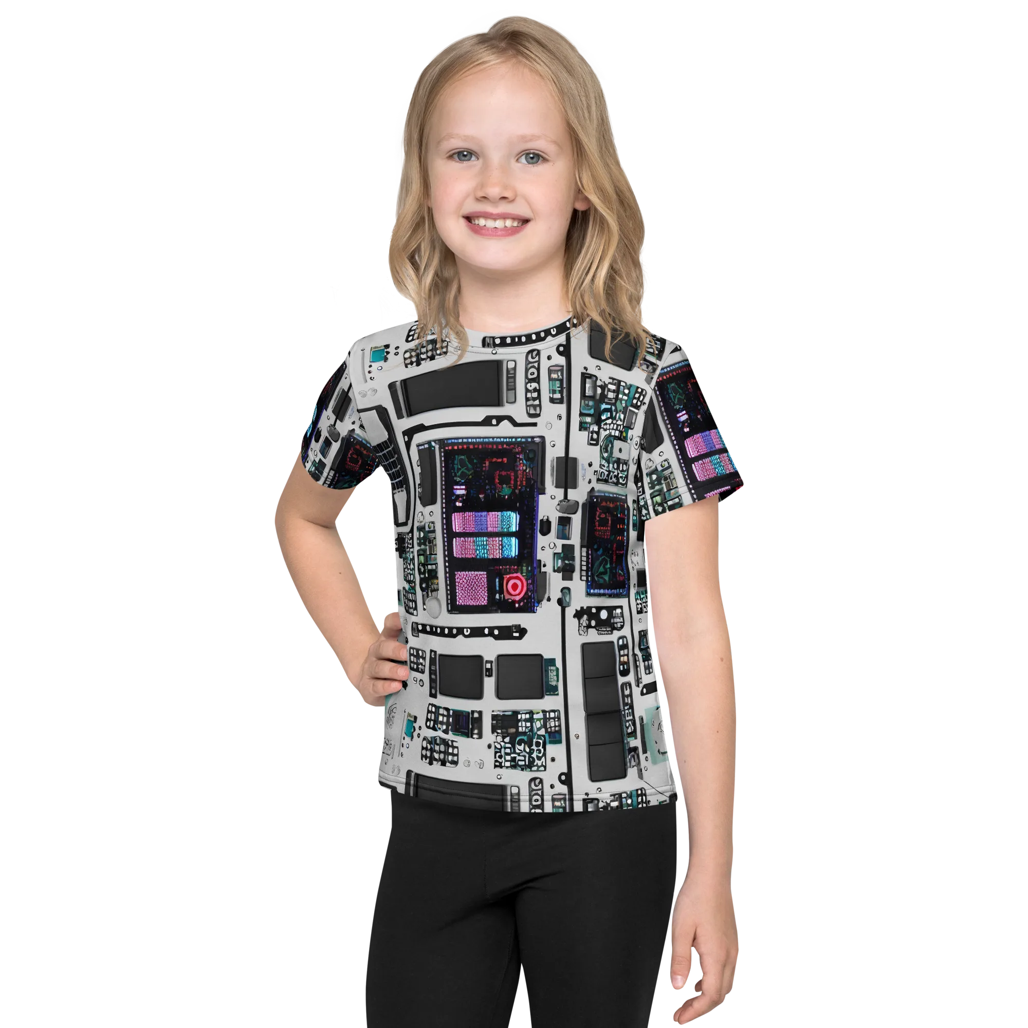 Wired Wonders on Kids Crew Neck T-Shirt — Front