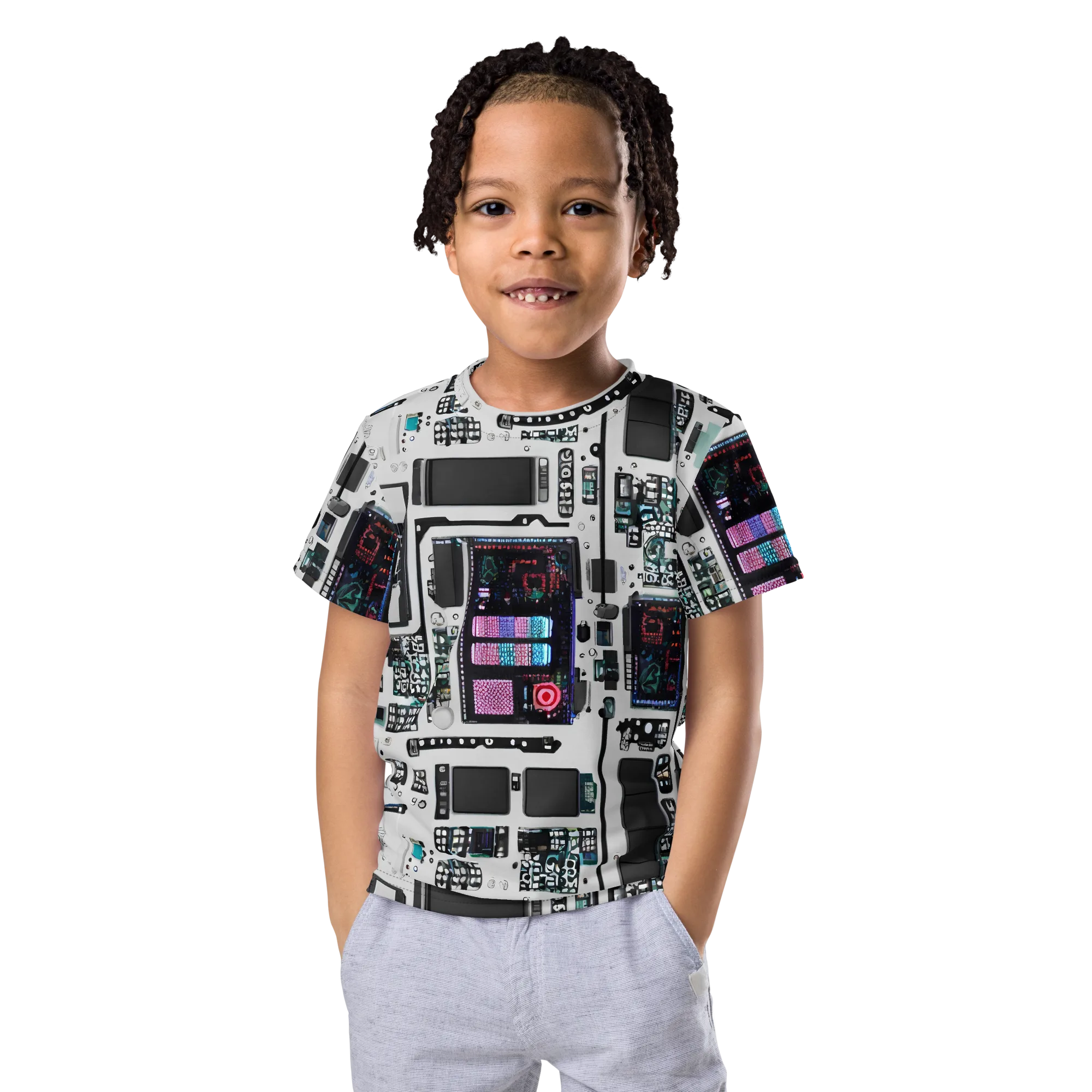Wired Wonders on Kids Crew Neck T-Shirt — Front