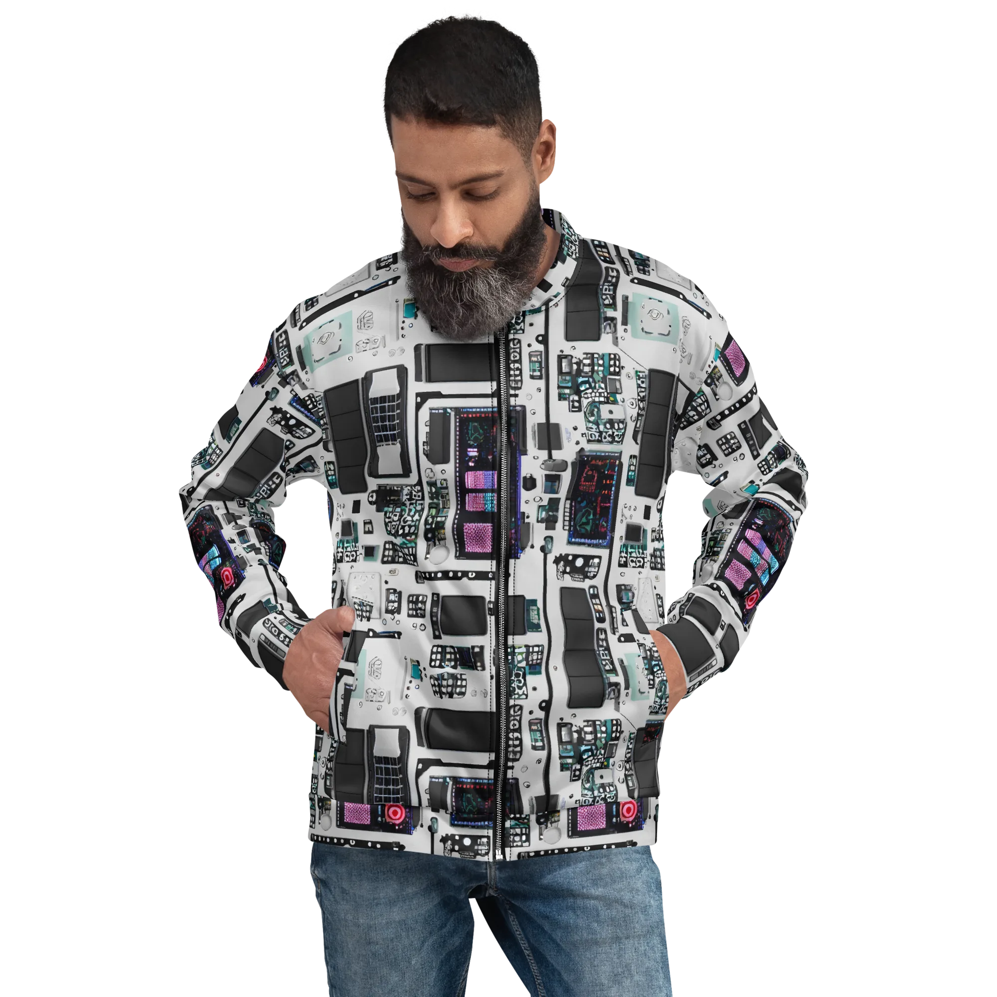 Wired Wonders on Bomber Jacket — Front