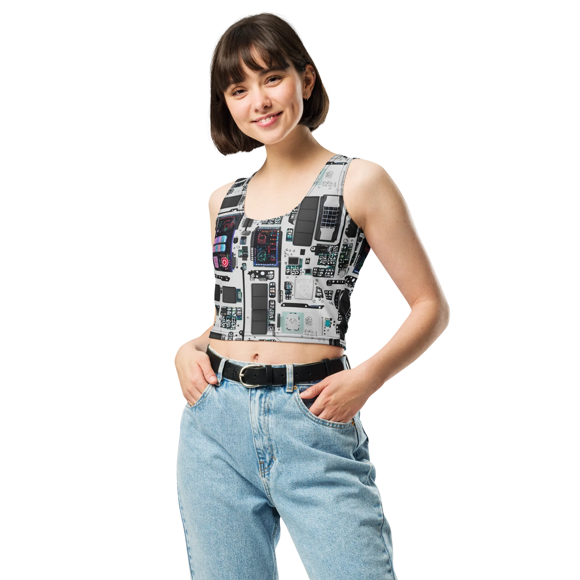 Wired Wonders on Crop Top — Front