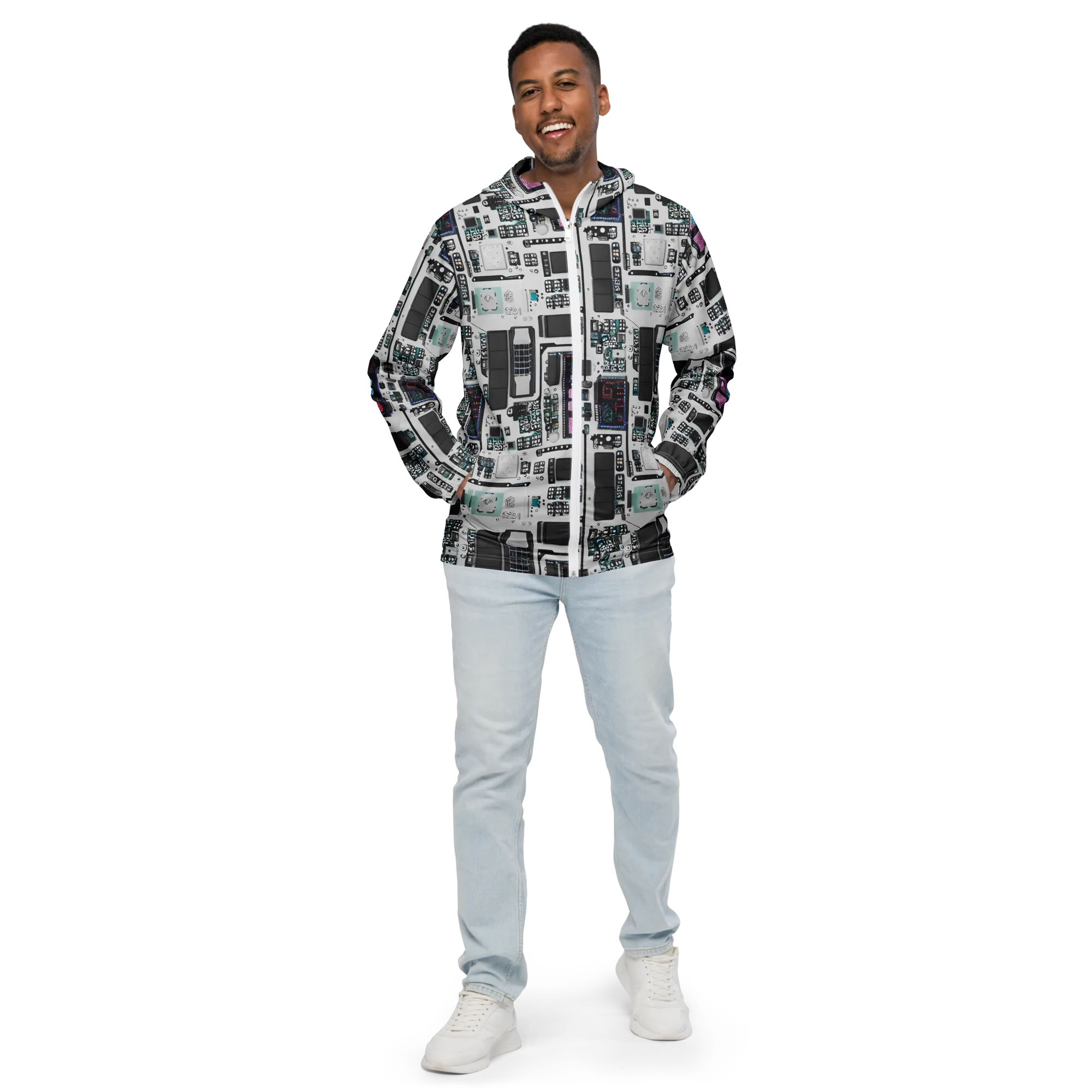 Wired Wonders on Men's Windbreaker — Front