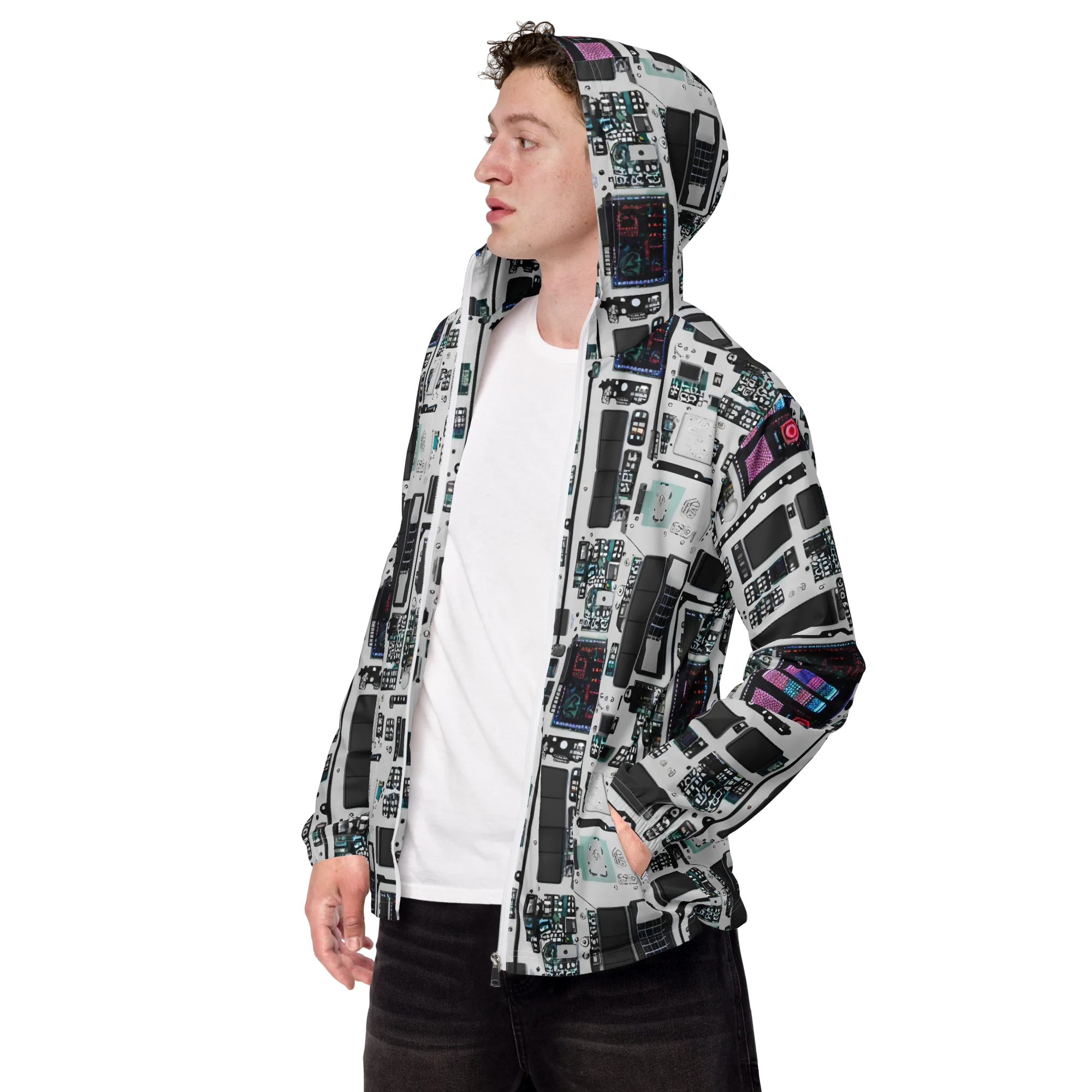Wired Wonders on Men's Windbreaker — Left Front