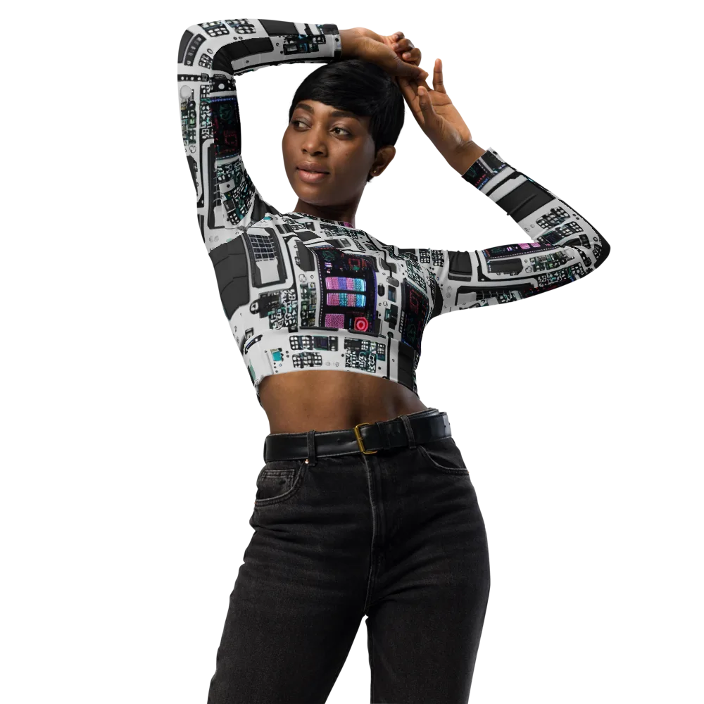 Wired Wonders on Long Sleeve Crop Top — Front