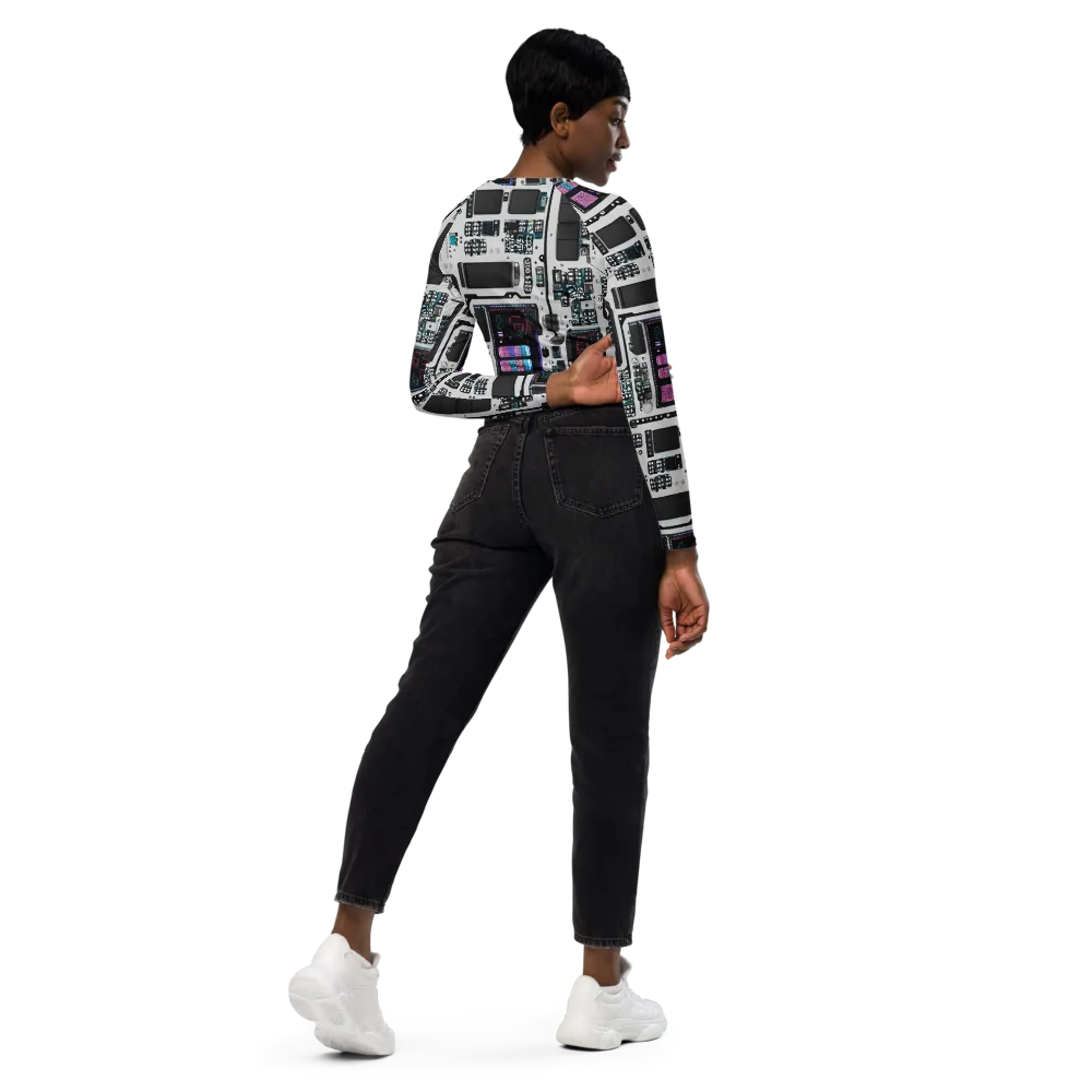 Wired Wonders on Long Sleeve Crop Top — Right Back