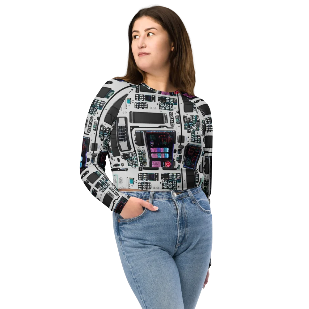 Wired Wonders on Long Sleeve Crop Top — Front