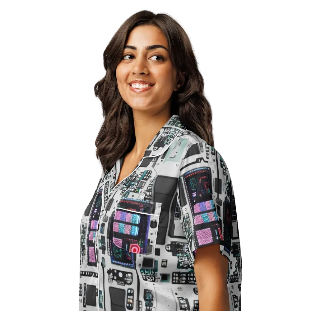 Wired Wonders on Women's Short Sleeve Pajama Top — Left Front