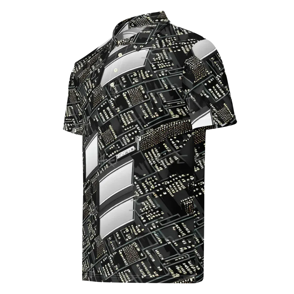 Electro Essence on Men's Slim Fit Polo Shirt — Left Front
