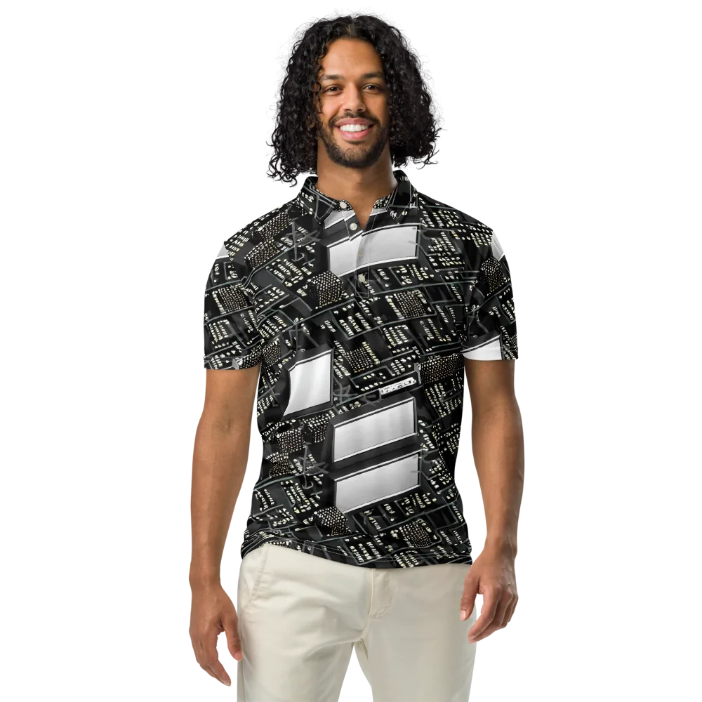 Electro Essence on Men's Slim Fit Polo Shirt — Front