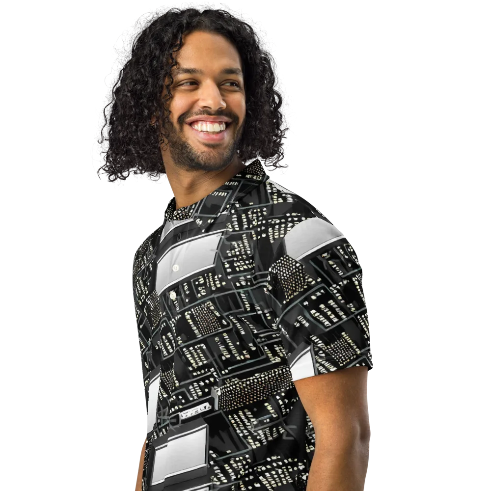 Electro Essence on Men's Slim Fit Polo Shirt — Left Front