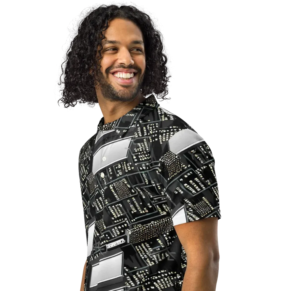 Electro Essence on Men's Slim Fit Polo Shirt — Left Front