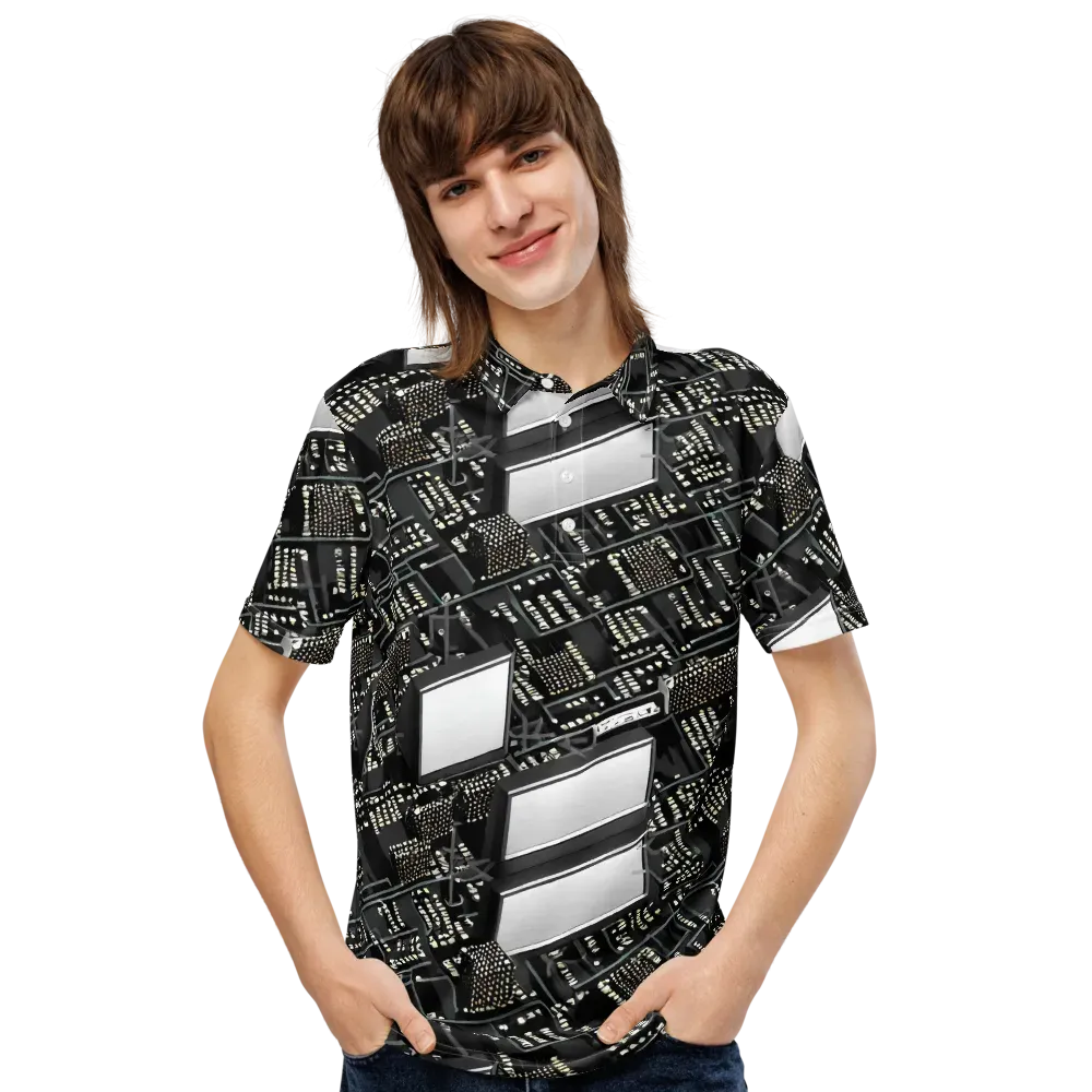 Electro Essence on Men's Slim Fit Polo Shirt — Front