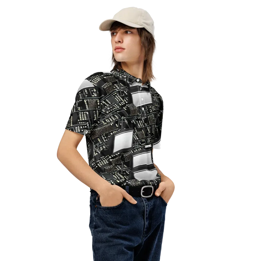 Electro Essence on Men's Slim Fit Polo Shirt — Right Front