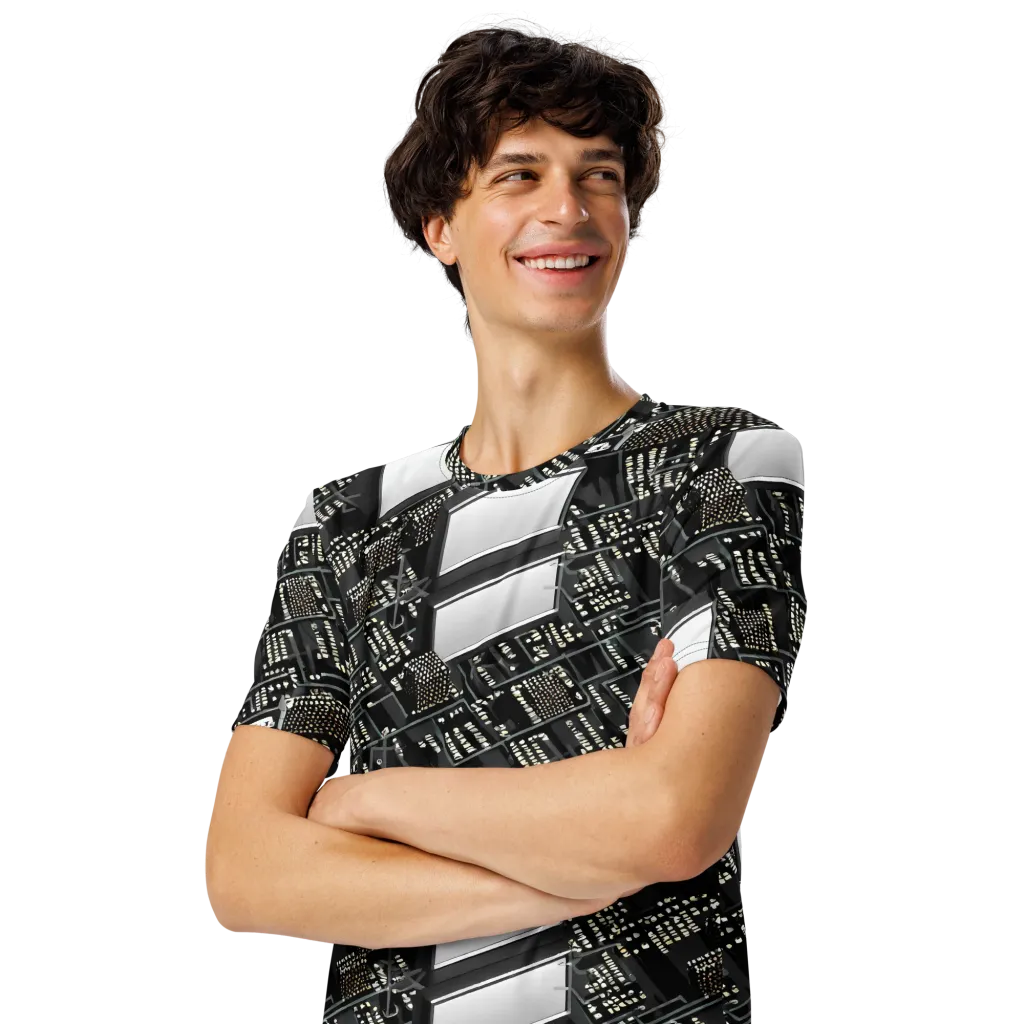 Electro Essence on Men's Crew Neck T-Shirt — Left Front