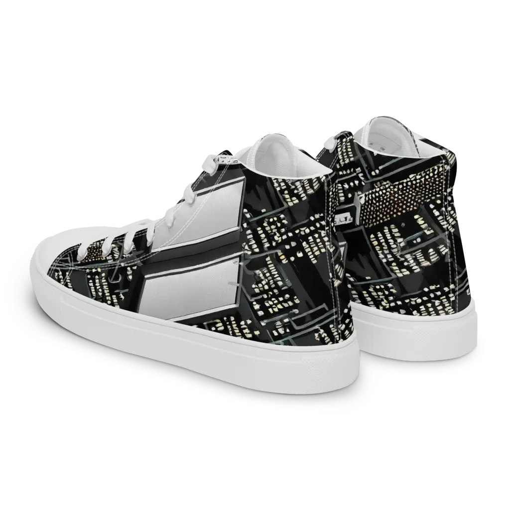 Electro Essence on Men's High Top Canvas Shoes — Left Back