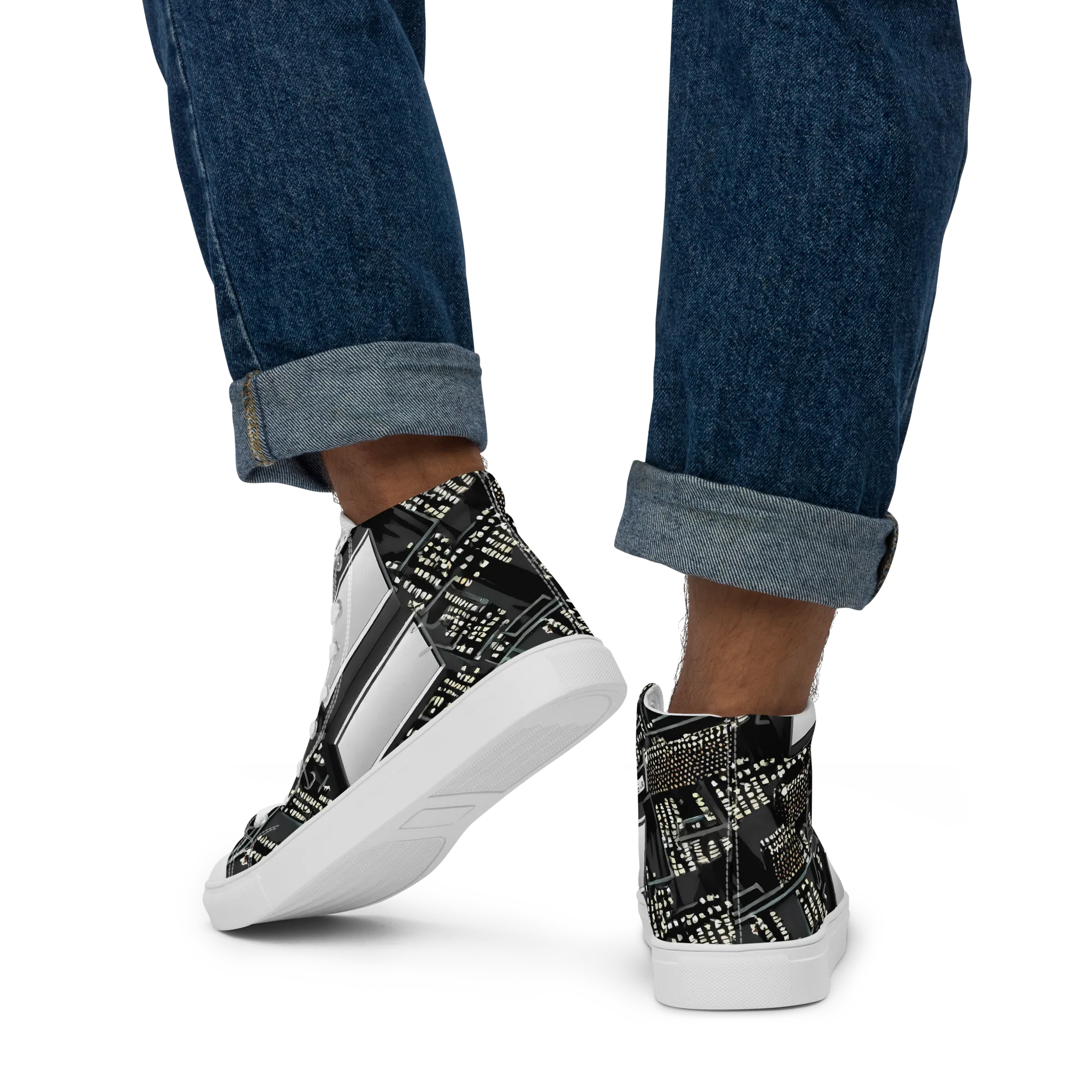 Electro Essence on Men's High Top Canvas Shoes — Back