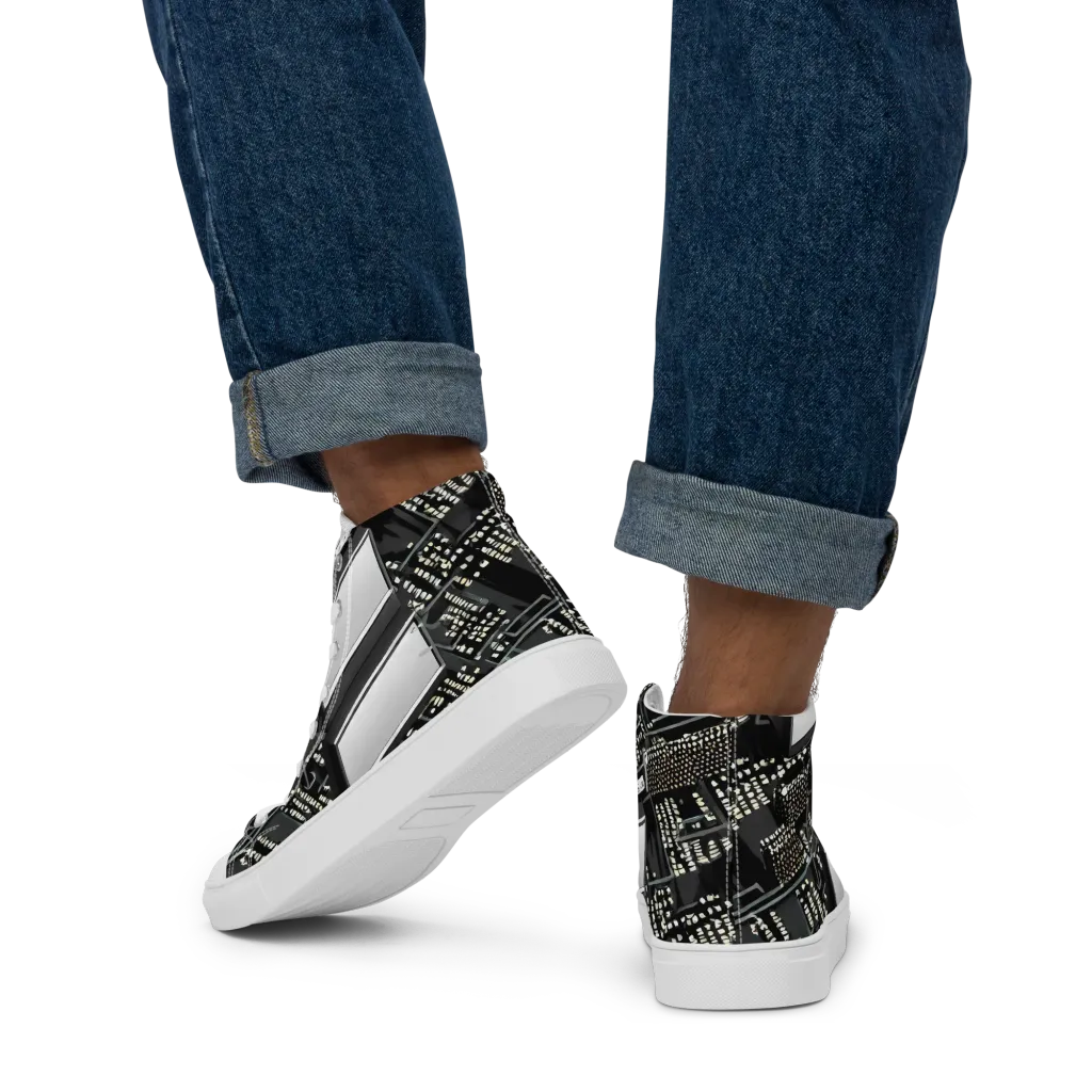 Electro Essence on Men's High Top Canvas Shoes — Back
