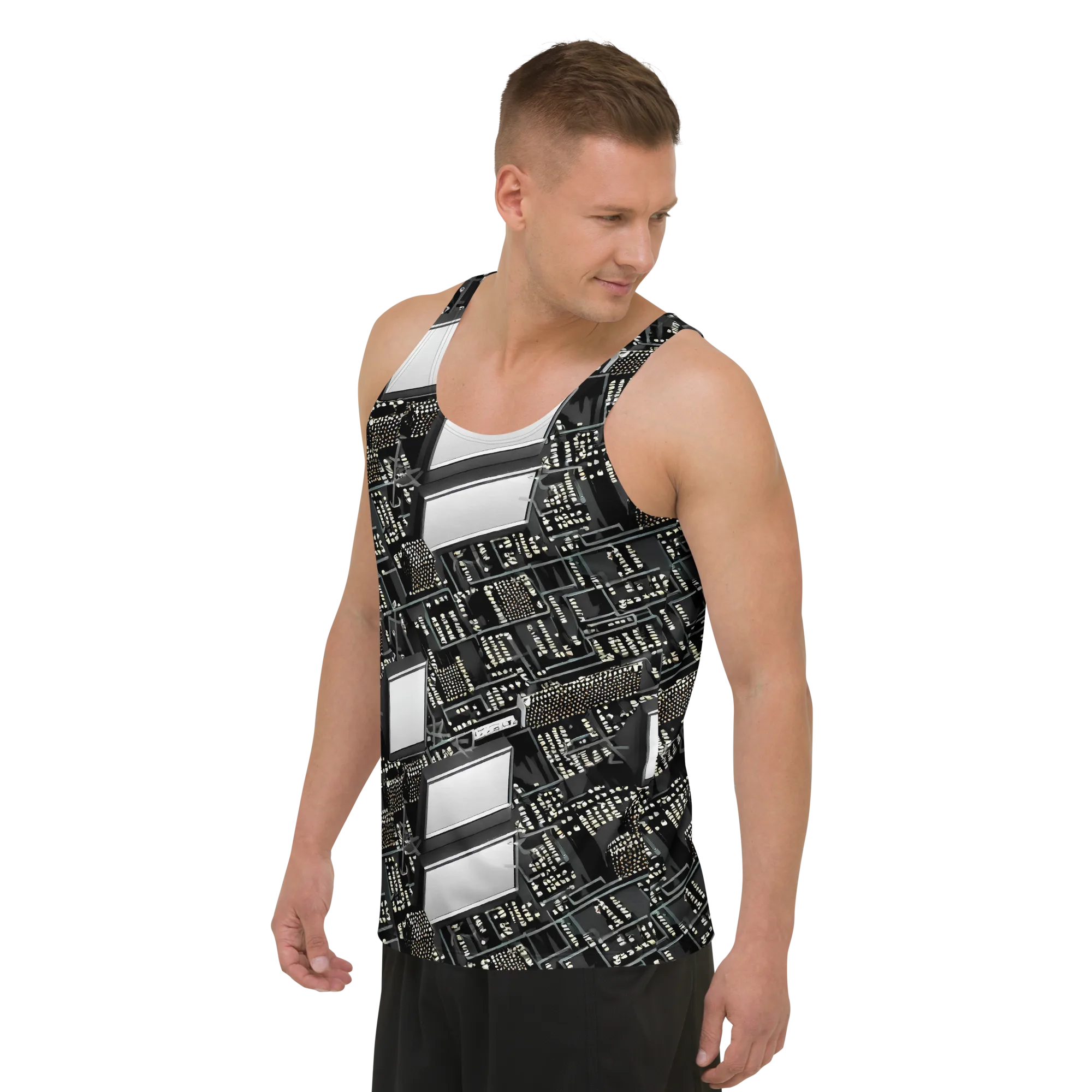 Electro Essence on Men's Tank Top — Left Front