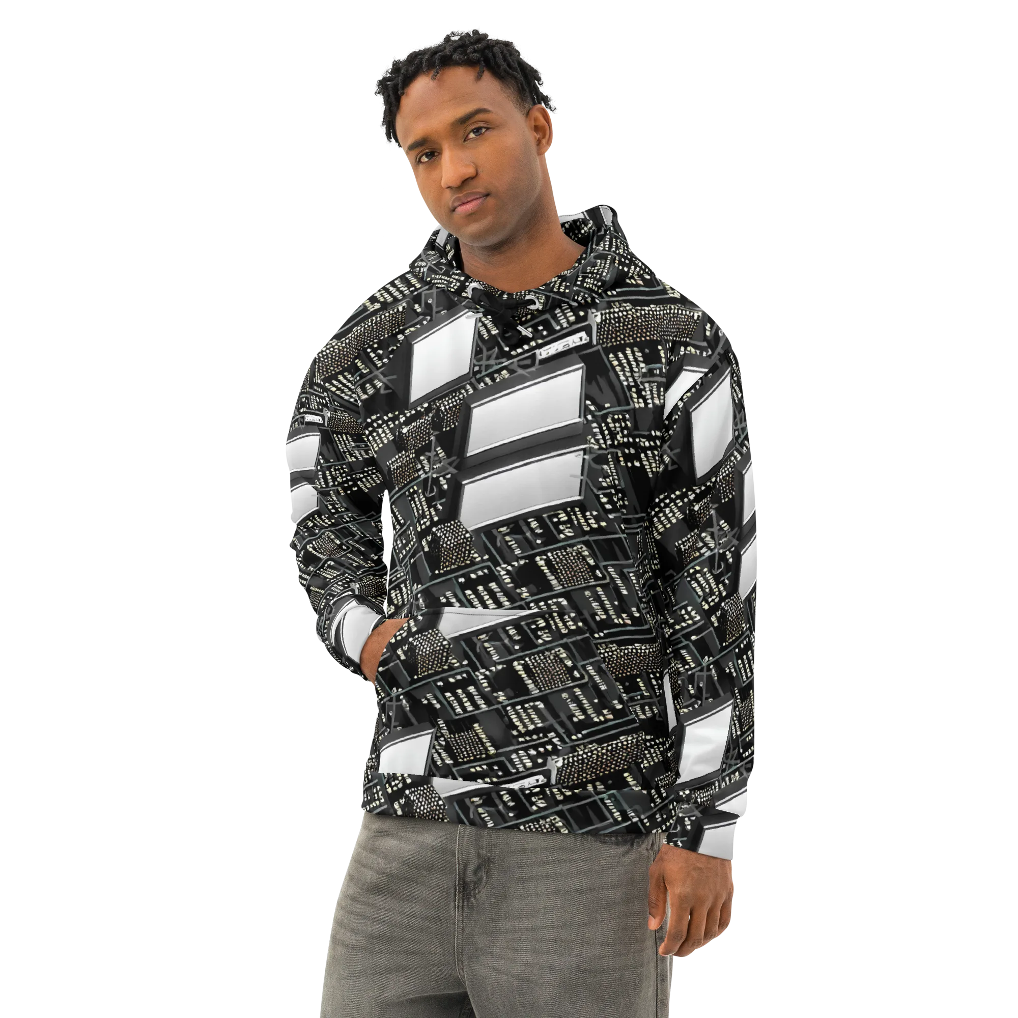 Electro Essence on Cotton Hoodie — Left Front