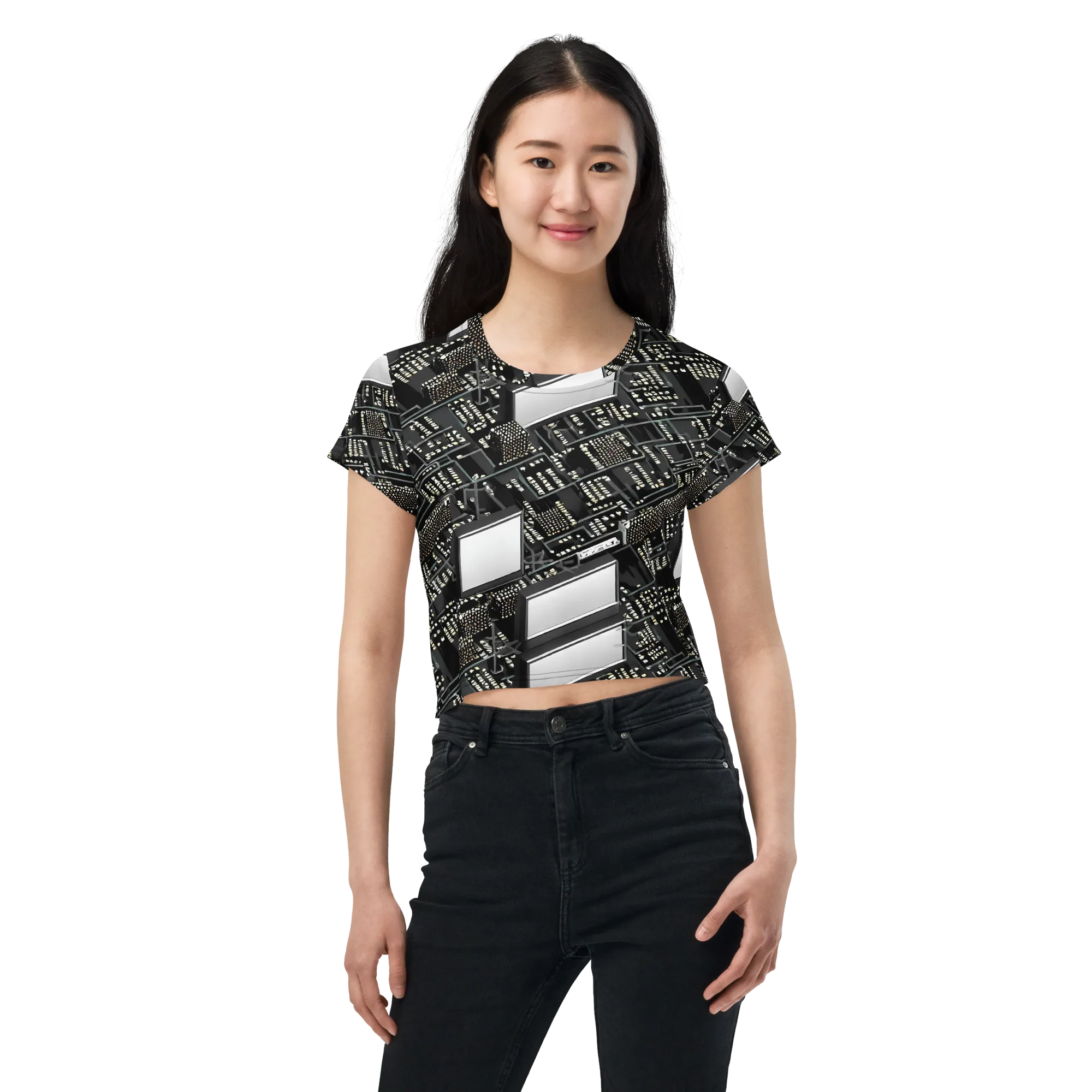 Electro Essence on Crop Tee — Front