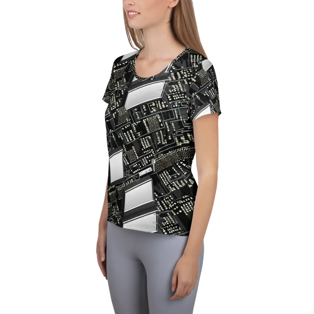 Electro Essence on Women's Athletic T-Shirt — Left