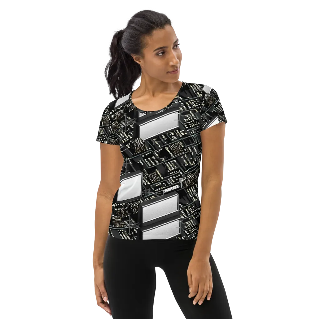 Electro Essence on Women's Athletic T-Shirt — Front