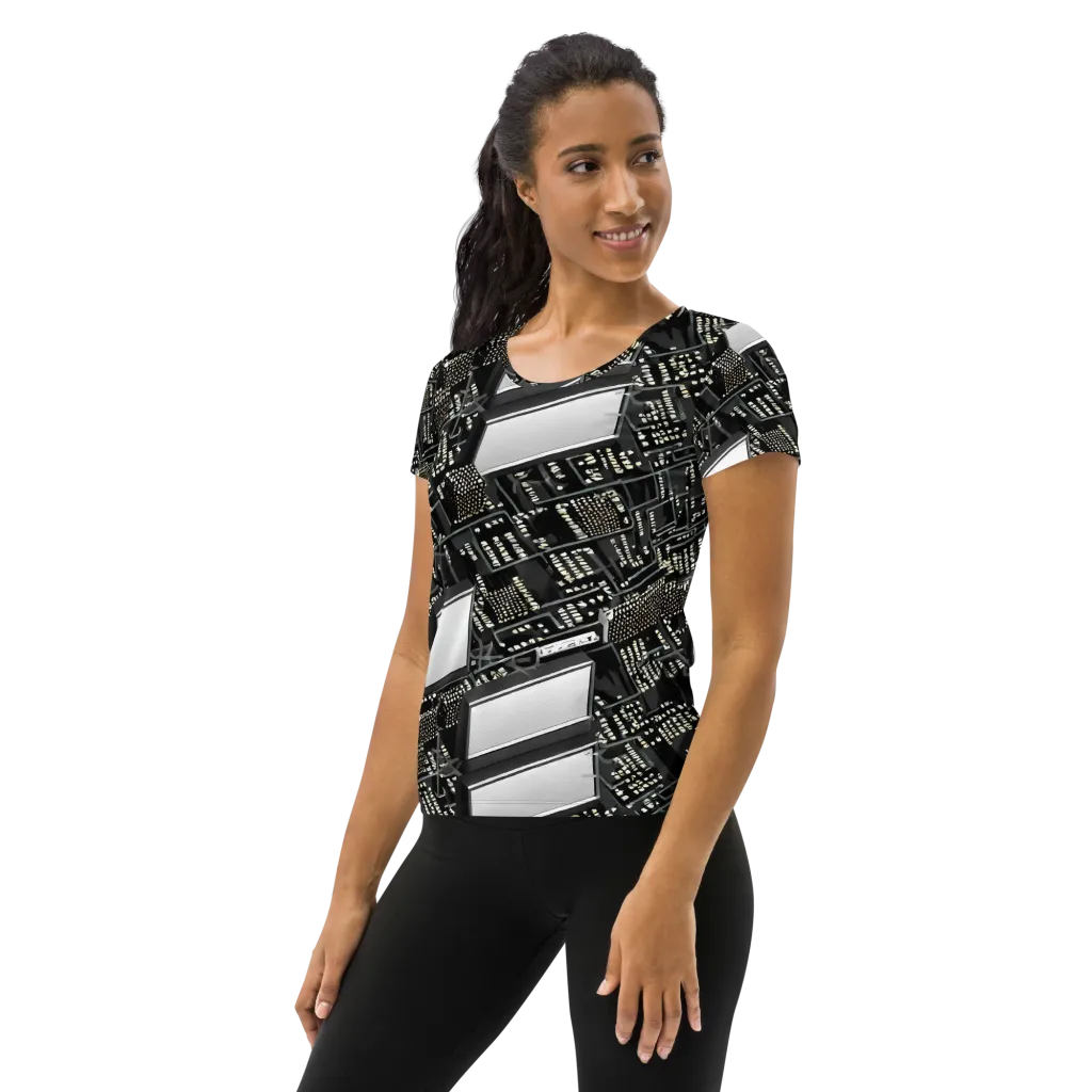 Electro Essence on Women's Athletic T-Shirt — Left