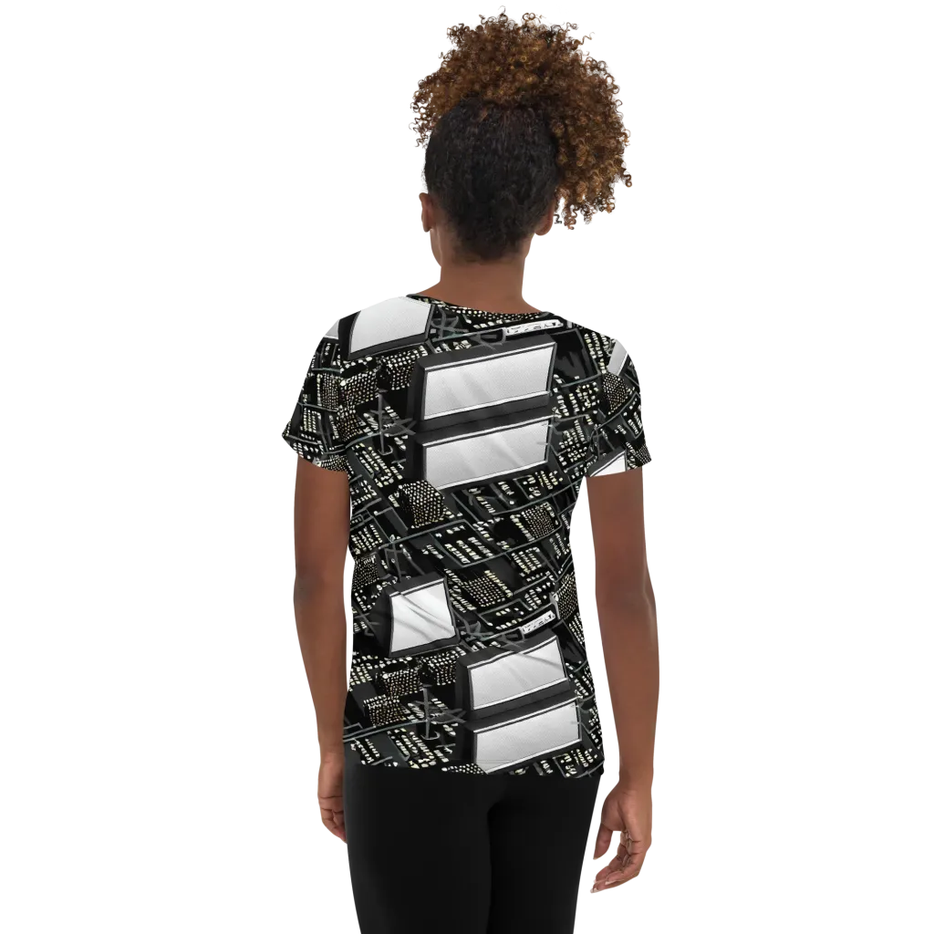 Electro Essence on Women's Athletic T-Shirt — Back