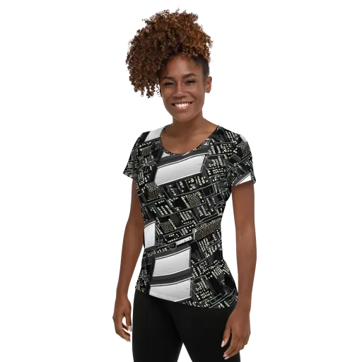 Electro Essence on a Women's Athletic T-Shirt