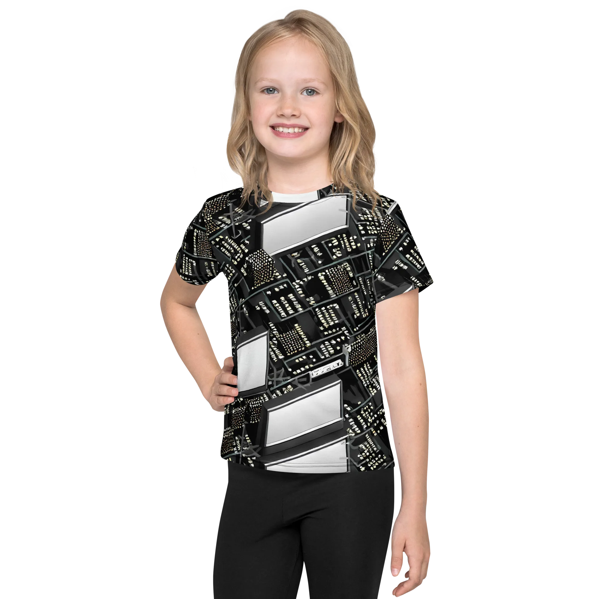 Electro Essence on Kids Crew Neck T-Shirt — Front