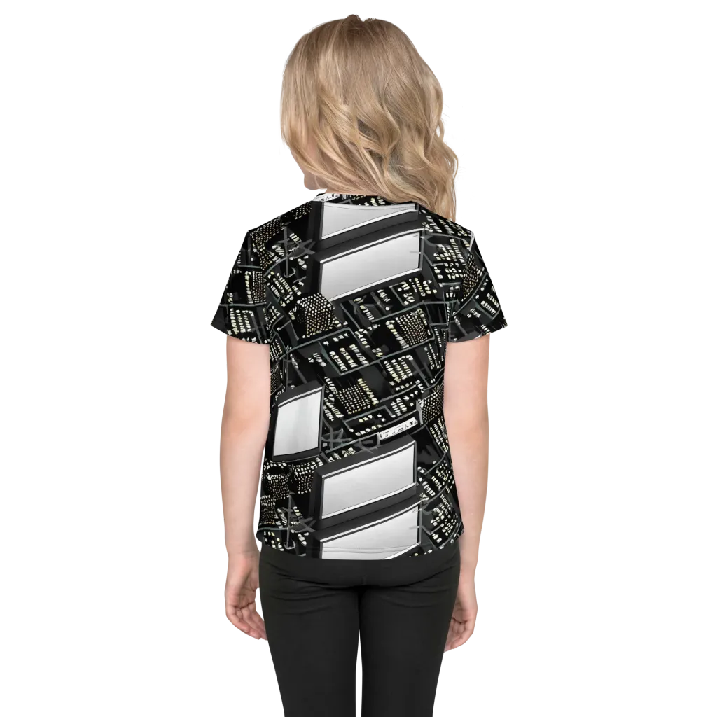 Electro Essence on Kids Crew Neck T-Shirt — Back