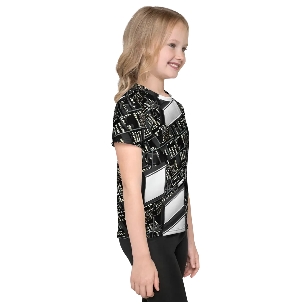Electro Essence on Kids Crew Neck T-Shirt — Right