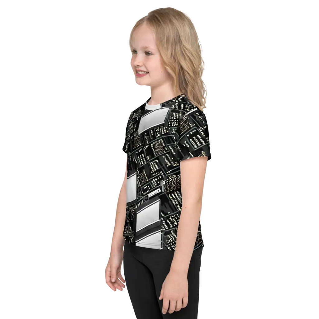 Electro Essence on Kids Crew Neck T-Shirt — Left