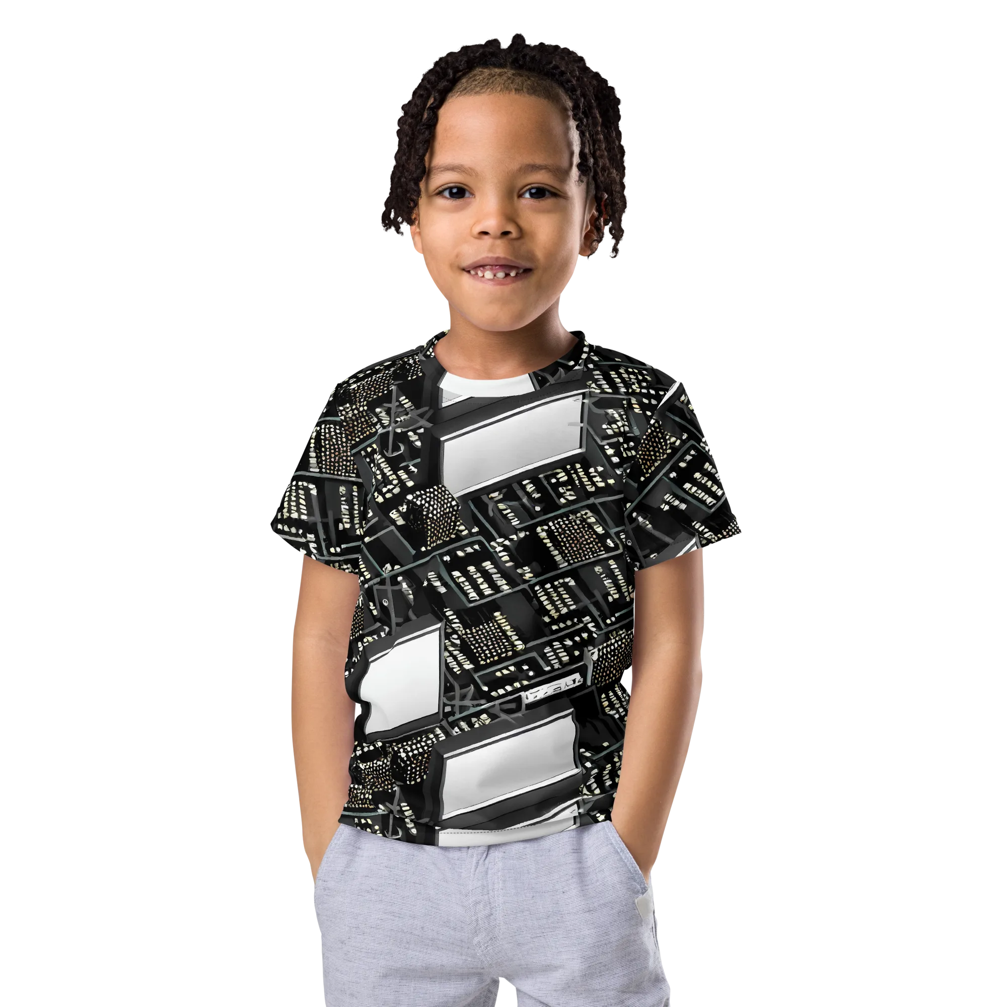 Electro Essence on Kids Crew Neck T-Shirt — Front